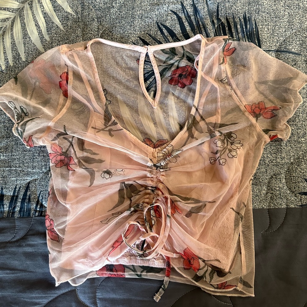 Pink floral tank top